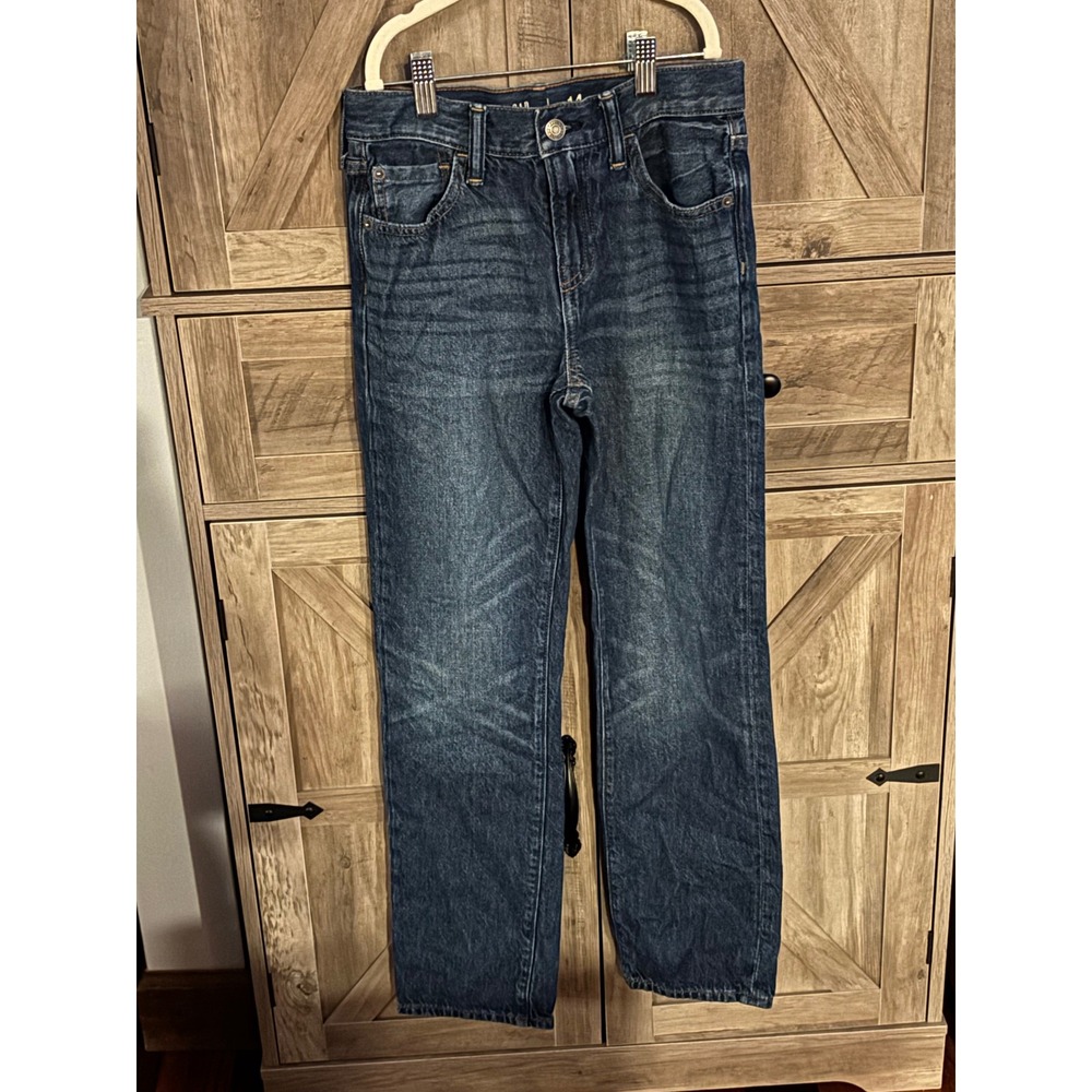 Gap Kids 90s Original Straight Leg Jeans Dark Wash Slim Fit Size 14 Slim